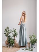 Madleine - foresty zelené maxi šaty s ramienkami na chrbte z elastického materiálu
