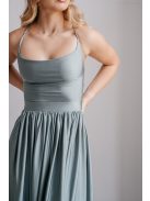 Madleine - foresty zelené maxi šaty s ramienkami na chrbte z elastického materiálu