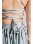 Madleine - foresty zelené maxi šaty s ramienkami na chrbte z elastického materiálu