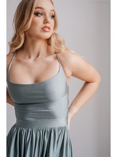   Madleine - foresty zelené maxi šaty s ramienkami na chrbte z elastického materiálu