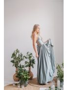 Madleine - foresty zelené maxi šaty s ramienkami na chrbte z elastického materiálu