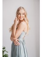 Madleine - foresty zelené maxi šaty s ramienkami na chrbte z elastického materiálu