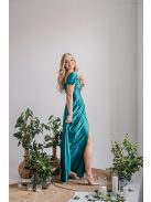 Inez - boyscout zelené maxi šaty z elastického materiálu s nariaseným topom a romantickými rukávmi