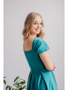 Inez - boyscout zelené maxi šaty z elastického materiálu s nariaseným topom a romantickými rukávmi