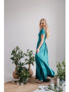 Inez - boyscout zelené maxi šaty z elastického materiálu s nariaseným topom a romantickými rukávmi