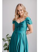 Inez - boyscout zelené maxi šaty z elastického materiálu s nariaseným topom a romantickými rukávmi