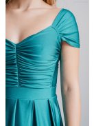 Inez - boyscout zelené maxi šaty z elastického materiálu s nariaseným topom a romantickými rukávmi