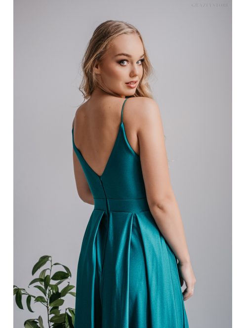 Zenina - maxi šaty s výstrihom do V a špagetovými ramienkami v boyscout  zelenej farbe z elastického materiálu