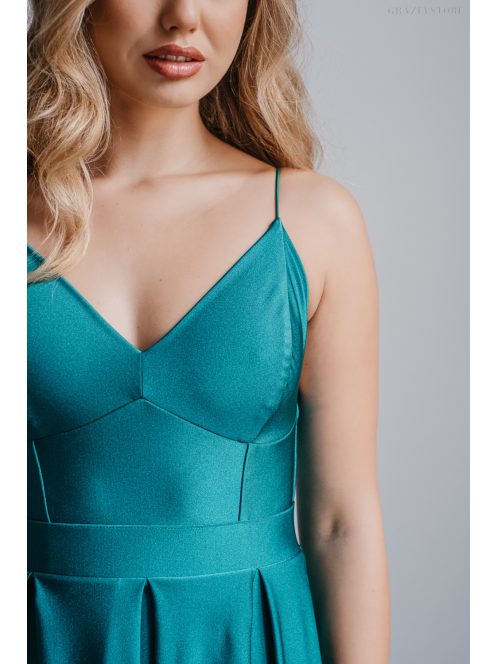 Zenina - maxi šaty s výstrihom do V a špagetovými ramienkami v boyscout  zelenej farbe z elastického materiálu