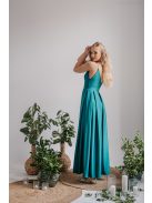 Zenina - maxi šaty s výstrihom do V a špagetovými ramienkami v boyscout  zelenej farbe z elastického materiálu