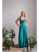 Zenina - maxi šaty s výstrihom do V a špagetovými ramienkami v boyscout  zelenej farbe z elastického materiálu