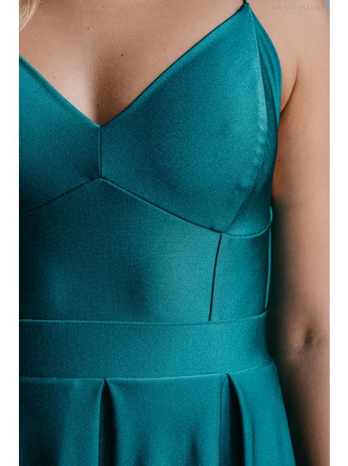 Zenina - maxi šaty s výstrihom do V a špagetovými ramienkami v boyscout  zelenej farbe z elastického materiálu