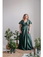 Alina -  zavinovacie maxi šaty s krátkym rukávom v goblin zelenej farbe