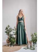 Yvonne - elastické maxi šaty s prekríženým topom, v goblin zelenej farbe