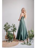 Yvonne - elastické maxi šaty s prekríženým topom, v goblin zelenej farbe
