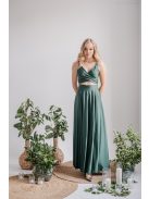 Yvonne - elastické maxi šaty s prekríženým topom, v goblin zelenej farbe