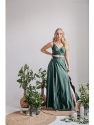 Yvonne - elastické maxi šaty s prekríženým topom, v goblin zelenej farbe