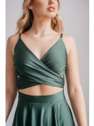 Yvonne - elastické maxi šaty s prekríženým topom, v goblin zelenej farbe