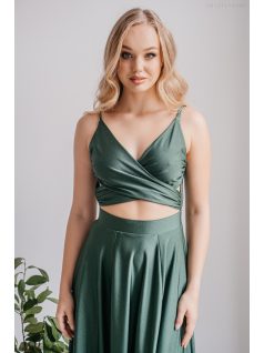   Yvonne - elastické maxi šaty s prekríženým topom, v goblin zelenej farbe