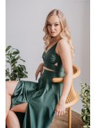 Yvonne - elastické maxi šaty s prekríženým topom, v goblin zelenej farbe
