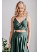 Yvonne - elastické maxi šaty s prekríženým topom, v goblin zelenej farbe