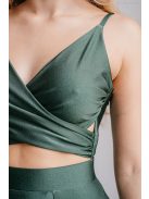 Yvonne - elastické maxi šaty s prekríženým topom, v goblin zelenej farbe