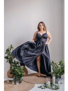 Hanna - čierne maxi šaty s výstrihom do V z elastického materiálu