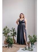 Hanna - čierne maxi šaty s výstrihom do V z elastického materiálu