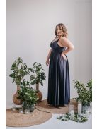 Hanna - čierne maxi šaty s výstrihom do V z elastického materiálu