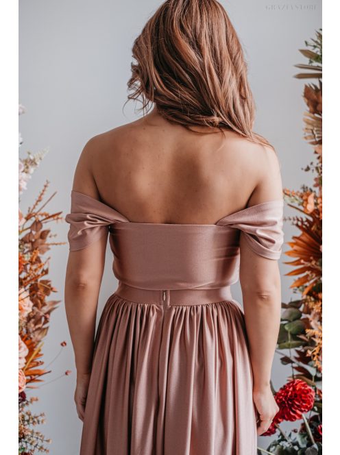 Rebeka - elastický crop top kávovo-krémovej farby