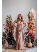 Rebeka - nariasená maxi sukňa, z lesklého, elastického materiálu, v  kávovo-krémovej farbe