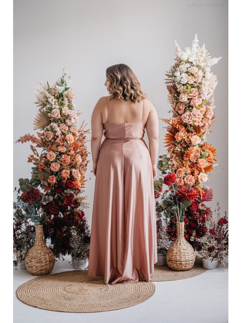 Antónia – zavinovacie šaty s asymetrickou sukňou v kávovo-krémovej farbe