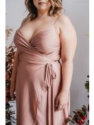 Antónia – zavinovacie šaty s asymetrickou sukňou v kávovo-krémovej farbe