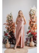 Cloe – Maxi šaty s tenkými ramienkami a výstrihom v tvare srdiečka, v kávovo-krémovej farbe