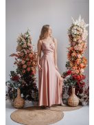 Cloe – Maxi šaty s tenkými ramienkami a výstrihom v tvare srdiečka, v kávovo-krémovej farbe