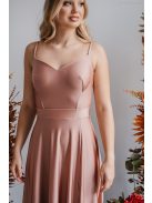 Cloe – Maxi šaty s tenkými ramienkami a výstrihom v tvare srdiečka, v kávovo-krémovej farbe