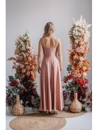 Cloe – Maxi šaty s tenkými ramienkami a výstrihom v tvare srdiečka, v kávovo-krémovej farbe