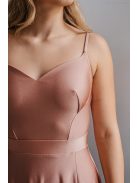 Cloe – Maxi šaty s tenkými ramienkami a výstrihom v tvare srdiečka, v kávovo-krémovej farbe