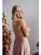 Cloe – Maxi šaty s tenkými ramienkami a výstrihom v tvare srdiečka, v kávovo-krémovej farbe