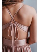 Emma - Elastické šaty kávovo-krémovej farby s výstrihom do V, so špeciálnym chrbtom