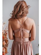 Emma - Elastické šaty kávovo-krémovej farby s výstrihom do V, so špeciálnym chrbtom