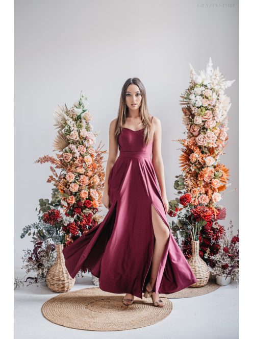 Dália - elastické maxi šaty so zaväzovaním na chrbte, vo farbe bolero.