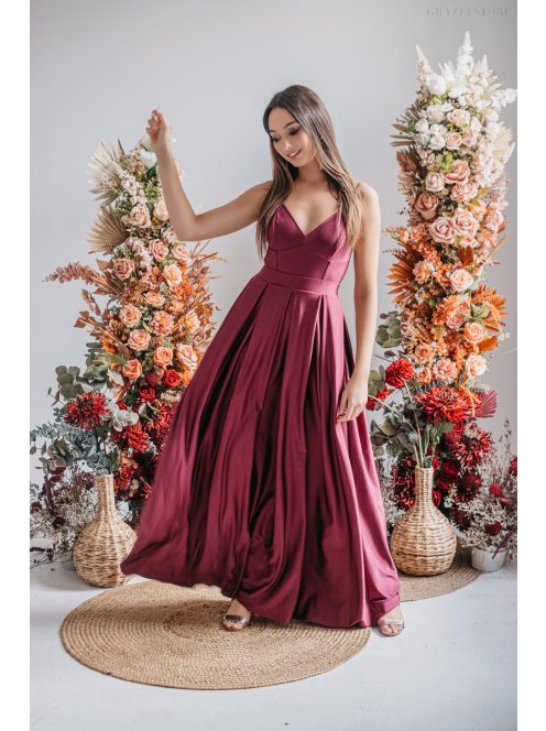 Zenina - maxi šaty s výstrihom do V a špagetovými ramienkami vo farbe bolero