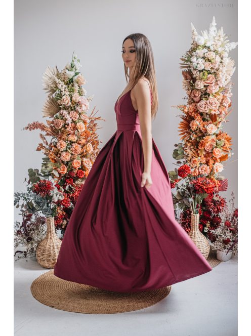 Zenina - maxi šaty s výstrihom do V a špagetovými ramienkami vo farbe bolero