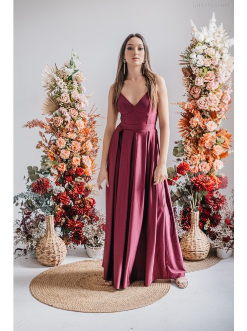 Zenina - maxi šaty s výstrihom do V a špagetovými ramienkami vo farbe bolero