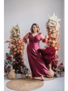 Polli s rukávmi – maxi šaty s preloženým, rebrovaným dekoltom a tylovými rukávmi, vo farbe bolero