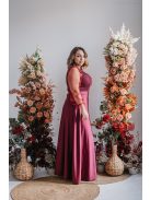 Polli s rukávmi – maxi šaty s preloženým, rebrovaným dekoltom a tylovými rukávmi, vo farbe bolero