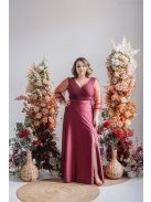 Polli s rukávmi – maxi šaty s preloženým, rebrovaným dekoltom a tylovými rukávmi, vo farbe bolero