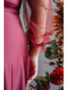 Polli s rukávmi – maxi šaty s preloženým, rebrovaným dekoltom a tylovými rukávmi, vo farbe bolero