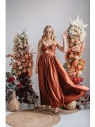 Lidia - špeciálne maxi šaty vo farbe dattero z elastického materiálu